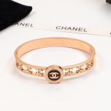 CHB58   Women's Three-dimensional Letters Black 18K Plated Titanium Steel Hollow Bracelet