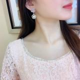 CHE123   Women's crystal inlaid flower earrings