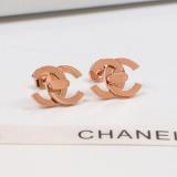 CHE16 double C Gold Plated ear studs