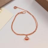 BVB40  18K Rose Gold Titanium Steel Full Rhinestone Hollow Small Fan Couple Bracelet