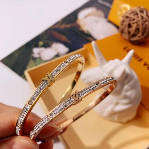 LVB121 Ladies Shiny Sticky Clay Diamond Narrow Edition Titanium Steel Bracelet