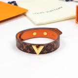 LVB83  flower leather letter Pendant Bracelet 316L steel women