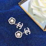 CHE123   Women's crystal inlaid flower earrings