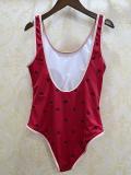 FD25  Summer one-piece red embroidered swimsuit women