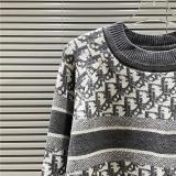 DIC89  Men's and women's r full letter logo indirect striped jacquard crew neck sweater
