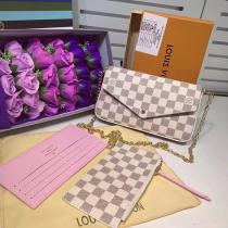 LVP76 Fashion three piece original leather handbag wallet  with box