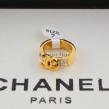 CHR16  Titanium steel diamond couple three-dimensional double C letter double row diamond ring