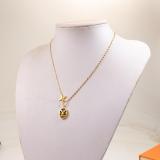 LN35  Classic letter long round medal necklace