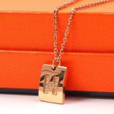 HN12   Classic European and American Fashion Titanium Steel Square Necklace Couple Style