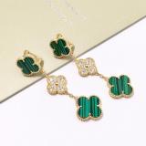 VAE11 Four leaf grass gilded Earrings