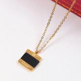 CAN37  Rose gold lock square  letter necklace, non-fading and anti-allergic