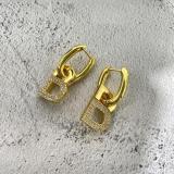 BUE1 B letter with diamond detachable earrings
