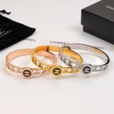 CHB58   Women's Three-dimensional Letters Black 18K Plated Titanium Steel Hollow Bracelet