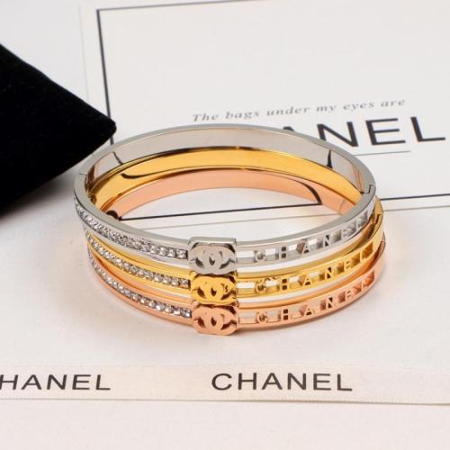 CHB55  18K Titanium Steel Bracelet with Hollow Letters and Diamonds Women's Bracelet