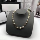 GN102  Finished metal ring type initials pearl necklace bronze