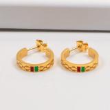 GE50 Half-circle letter titanium steel plated 18K rose gold women's color gold earrings