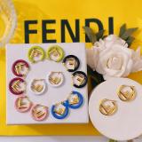FE3  Fashionable metallic light-sensitive surface F letter color dripping earrings