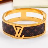 LVB81 Fashion Wide Leather Bracelet Stainless Steel