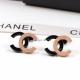 CHE34  18K Titanium Steel Frosted Color Gold Double C Letter Double Color Couple Earrings