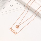 GCN13 Double-layer classic letter long necklace