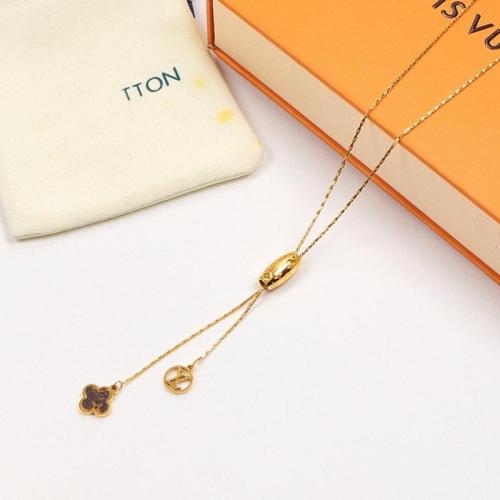 LN32   Classic letter cutout long necklace