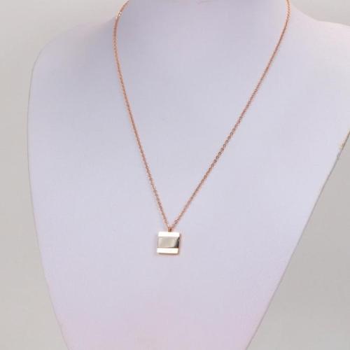CAN37  Rose gold lock square  letter necklace, non-fading and anti-allergic