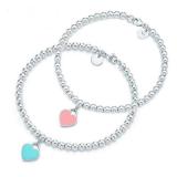 TB0  Real 925 Sterling Silver hear Bracelets