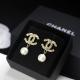 CHE122  Twisted button pattern full diamond explosion double C earrings