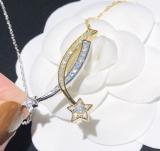 CHN37  Fashion high quality women's meteor two-tone cross necklace