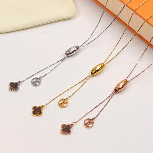 LN32   Classic letter cutout long necklace