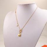 HN10  Classic European and American fashion titanium steel letter three-dimensional lock necklace