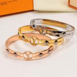 LVB126  Round Diamond Hollow Letter Titanium Steel Couple Bracelet