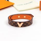 LVB83  flower leather letter Pendant Bracelet 316L steel women