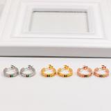 GE50 Half-circle letter titanium steel plated 18K rose gold women's color gold earrings