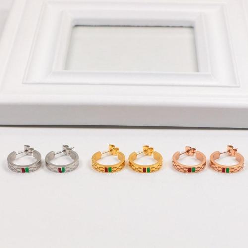 GE50 Half-circle letter titanium steel plated 18K rose gold women's color gold earrings
