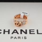 CHR16  Titanium steel diamond couple three-dimensional double C letter double row diamond ring