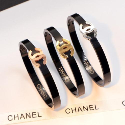 CB16  Letter black steel titanium steel three-dimensional three-color bracelet hollow bracelet