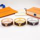LVB81 Fashion Wide Leather Bracelet Stainless Steel