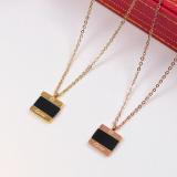 CAN37  Rose gold lock square  letter necklace, non-fading and anti-allergic