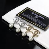 CHE122  Twisted button pattern full diamond explosion double C earrings