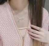 CHN37  Fashion high quality women's meteor two-tone cross necklace