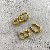 BUE1 B letter with diamond detachable earrings