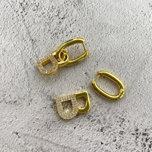 BUE1 B letter with diamond detachable earrings