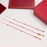 CAB53  Ladies Red String Single Diamond Color Gold Bracelet Bracelet