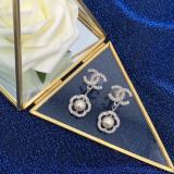 CHE123   Women's crystal inlaid flower earrings