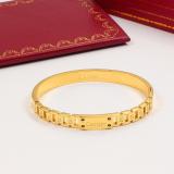 CAB52  18K Rose Gold Titanium Steel Square Three-dimensional Letter Bracelet