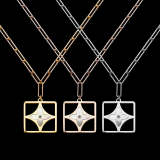 LVN012    Square four leaf flower pendant necklace jewelry