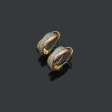 CAE01   Three color three ring full diamond earrings