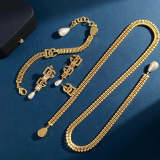 DGN2 New Necklace Bracelet Earrings Gold Plated Jewelry Set