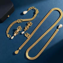 DGN2 New Necklace Bracelet Earrings Gold Plated Jewelry Set